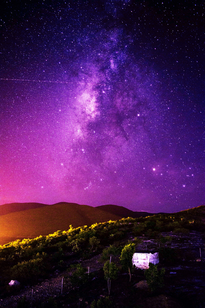 View Of Countryside Under Evening Purple Sky